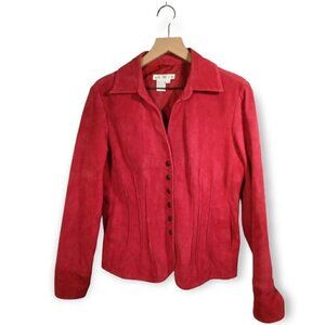 𝅺vintage A.M.I Red Suede Leather Tapered Jacket Size M